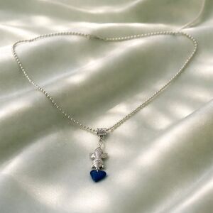 Super Fun Silver Fish With Seaglass Necklace. 22 Inches.